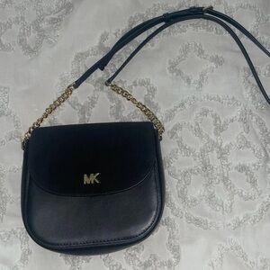 Michael Kors Black Crossbody Bag with Gold Accents